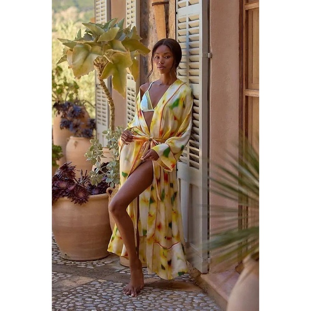 001- Anthropologie LyreBird Satin Maxi Robe NWT